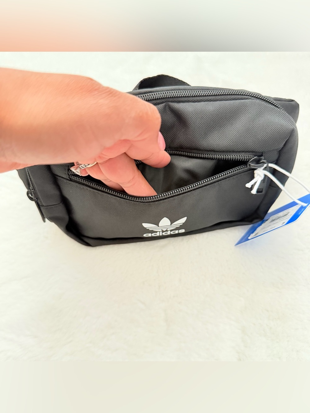 Adidas Black Waist Bag with White Trefoil Logo - Picture 6 of 13